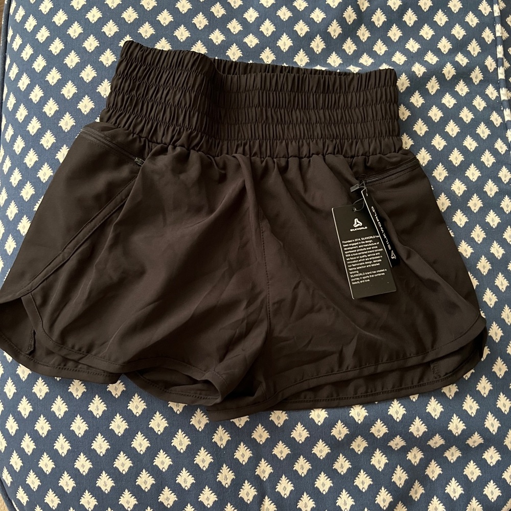 NWT. Silkworld Black Athletic Shorts